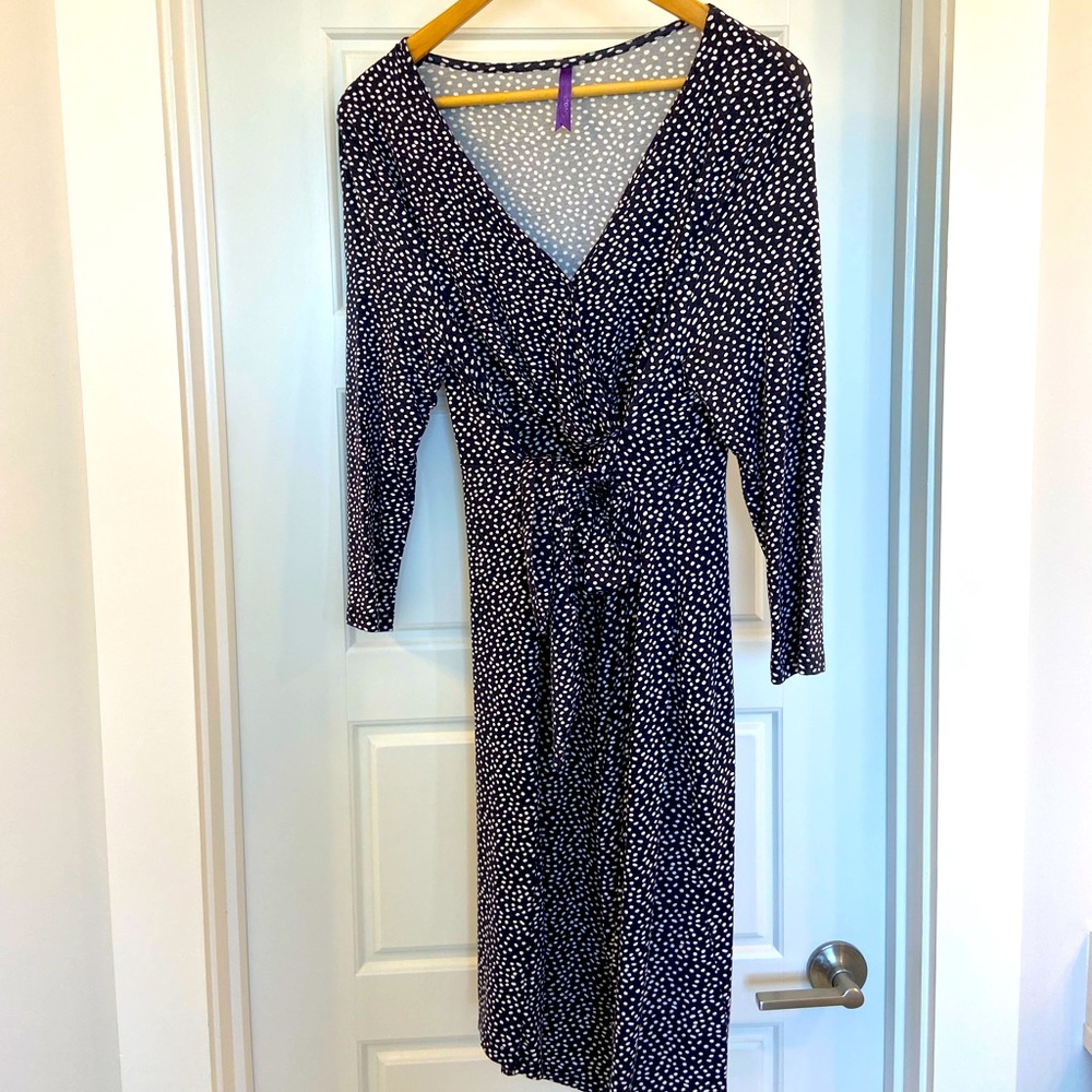 Seraphine Maternity Dress. Size 12. Navy and White Dot Print.